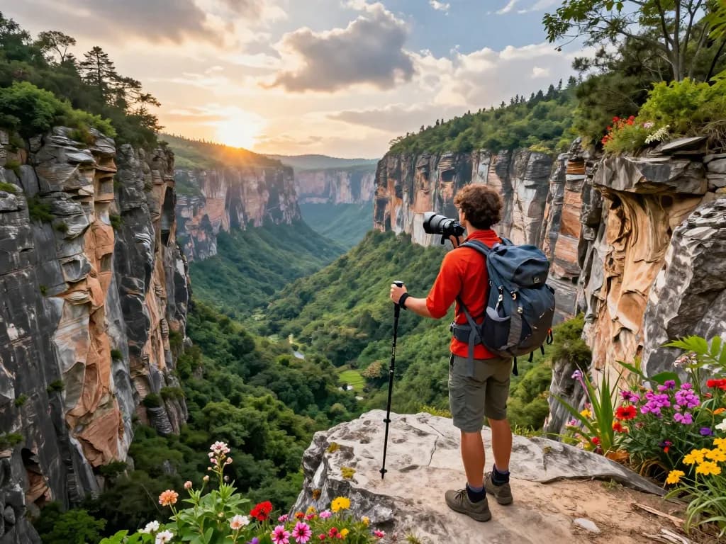 Engaging Taroko Gorge tour experience with a traveler admiring stunning landscapes.