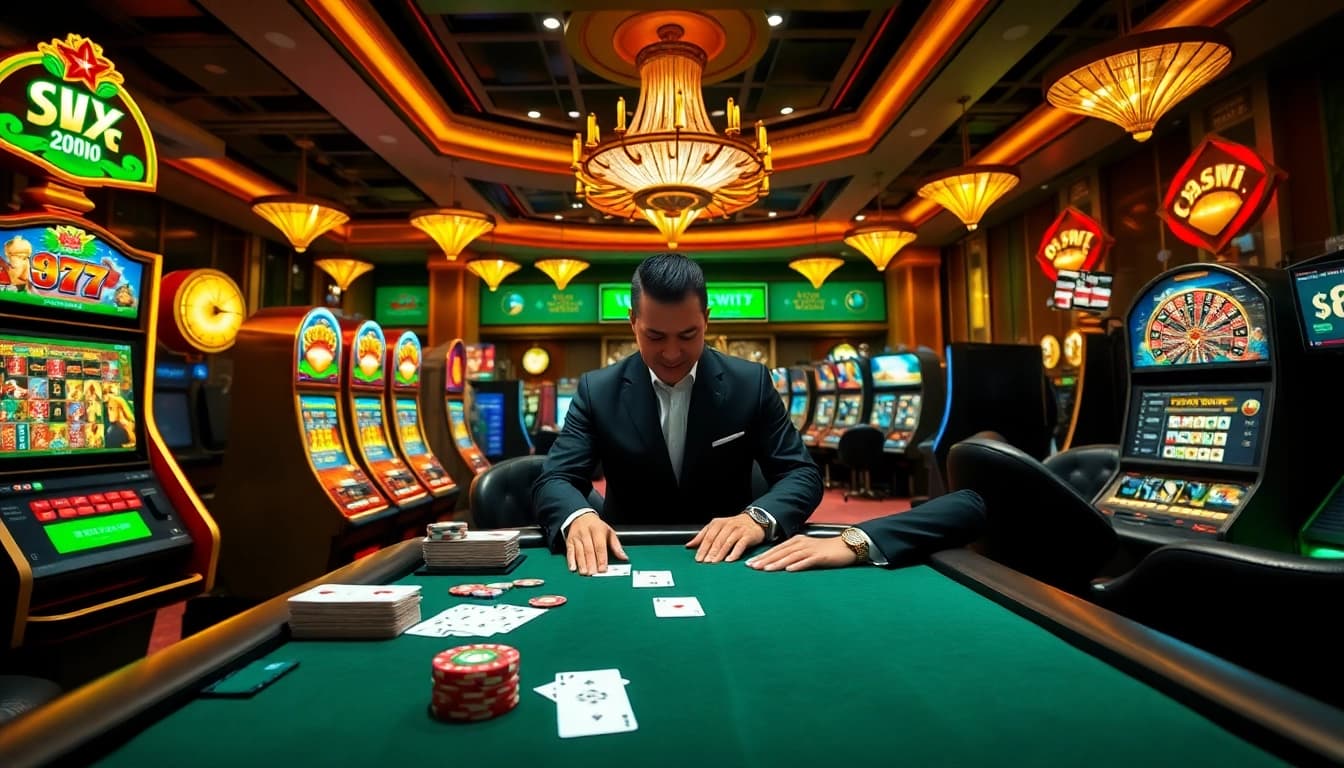 Engaging players at 68VIP benefit from exciting poker and slot experiences in a luxurious casino.