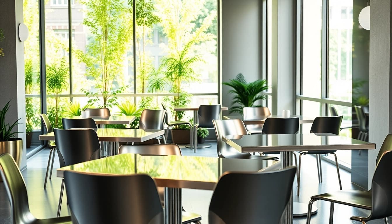 Showcasing stainless steel furniture manufacturer designs in a stylish urban setting