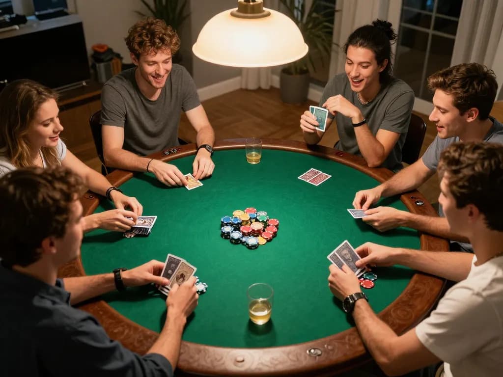 Players enjoying poker at home with exciting gameplay on https://go88hv.com/ in a cozy atmosphere.