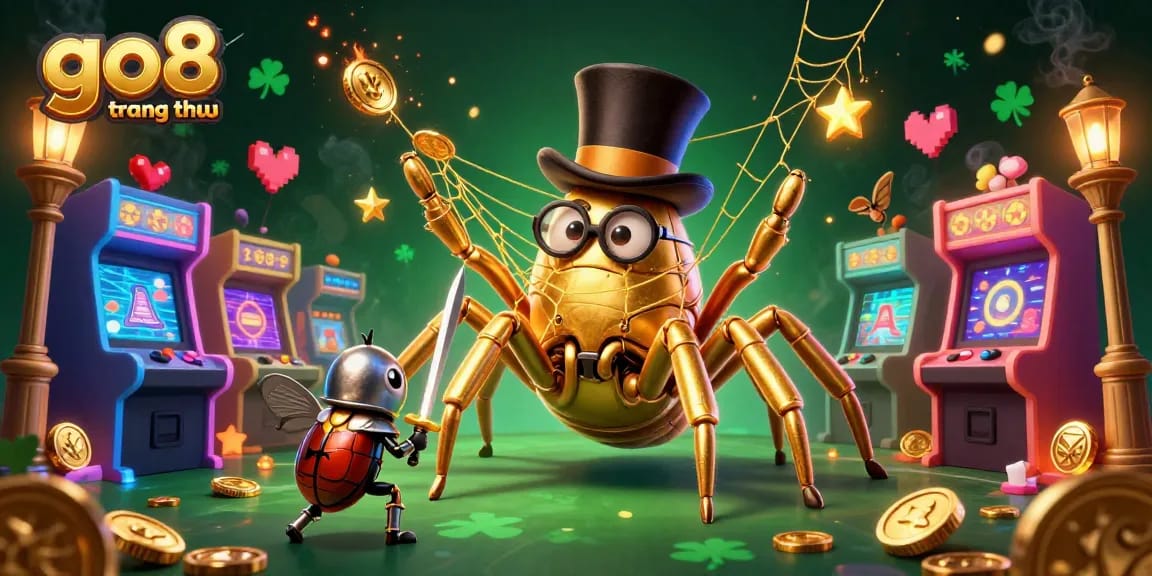 Engage at go8 trang chủ with a giant golden tarantula illustrating thrilling casino adventure.