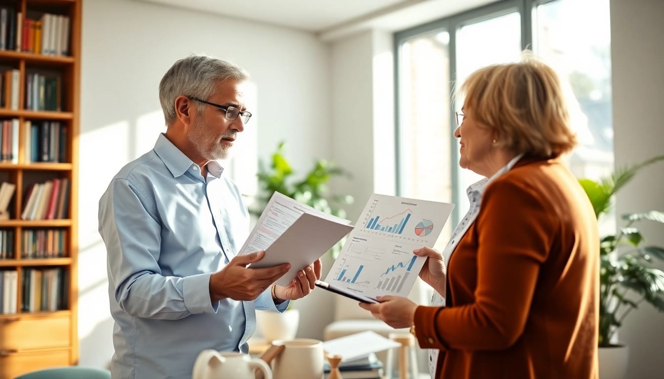 Engaging discussion on virginia retirement system benefits between a financial adviser and clients.