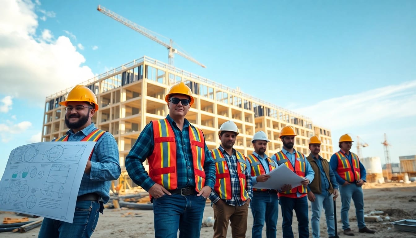 New Jersey General Contractor team collaborating on a construction project, emphasizing teamwork and safety.
