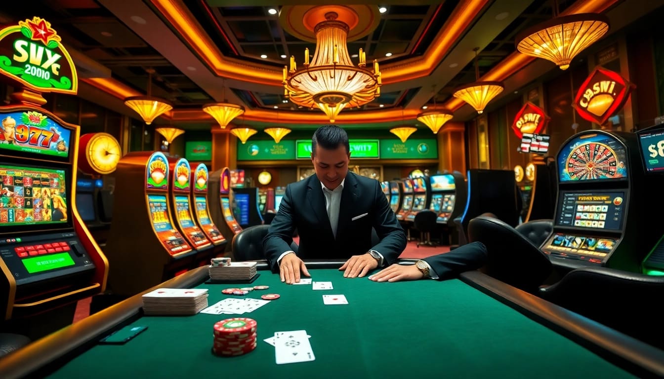 Engaging players at 68VIP benefit from exciting poker and slot experiences in a luxurious casino.