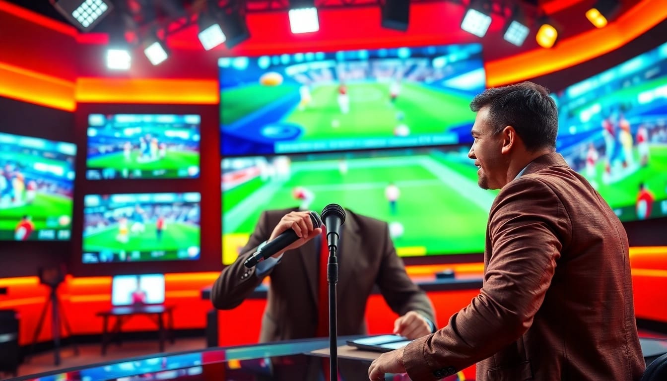 Engaging live sports broadcasting scene demonstrating excitement and professionalism in Sports Broadcasting.