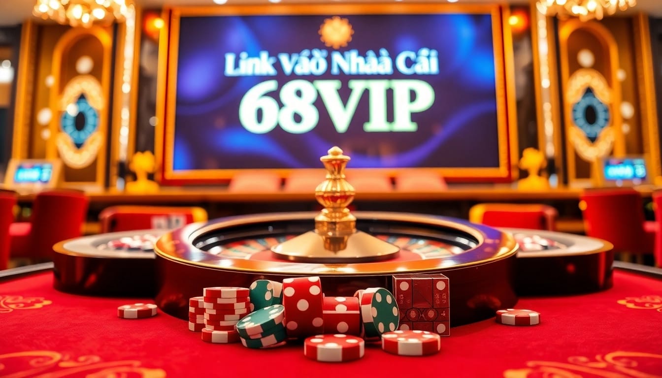 Gamble safely and confidently with Link Vào Nhà Cái 68VIP. Enjoy vibrant casino scenes with poker chips and roulette.
