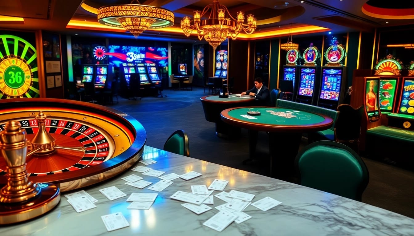 Engage in thrilling gameplay at 33win.com with vibrant casino tables and luxurious slot machines.