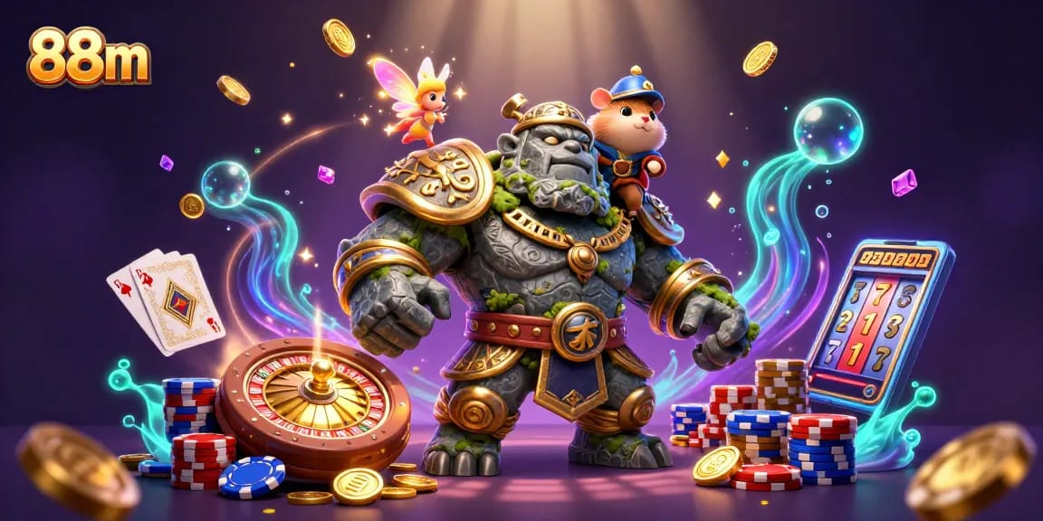 Experience the thrilling vibes of 88m with dynamic casino elements and enchanting characters.
