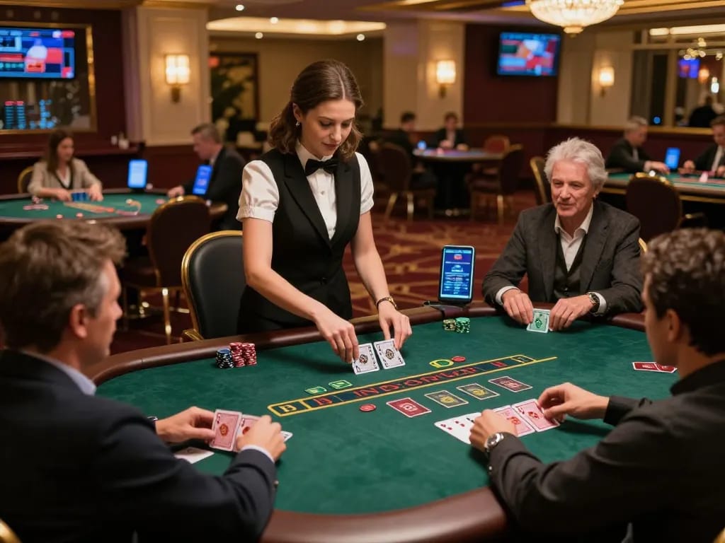 gem88 players engaging in live dealer blackjack game with excitement and strategy in a luxurious online casino