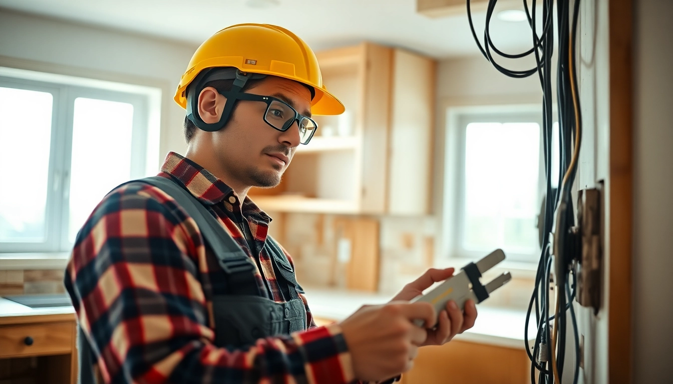 Skilled electrician Vancouver installing wiring in a modern kitchen setting.