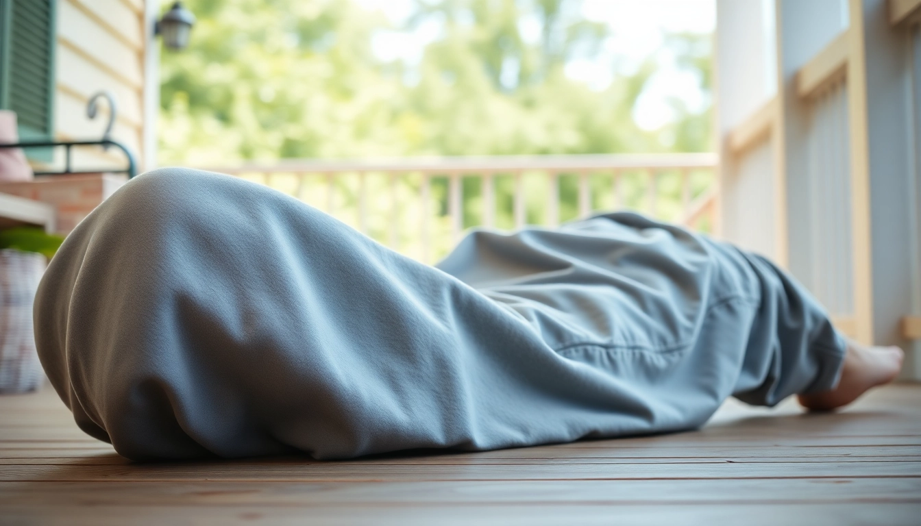 Casually dressed individual in oversized sweatpants enjoying a relaxing moment outdoors.