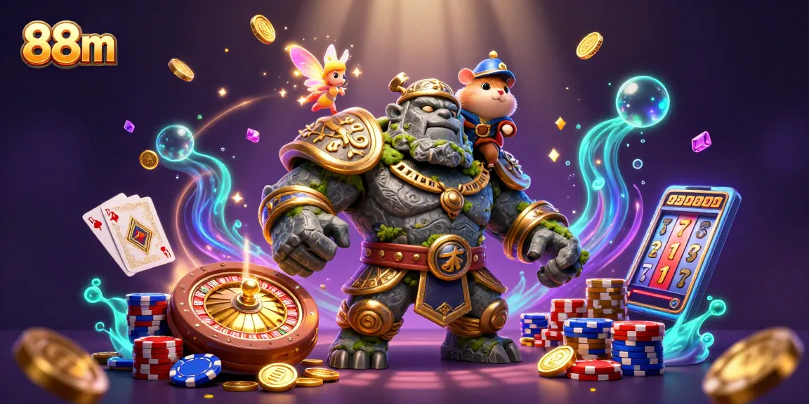 Experience the thrilling vibes of 88m with dynamic casino elements and enchanting characters.