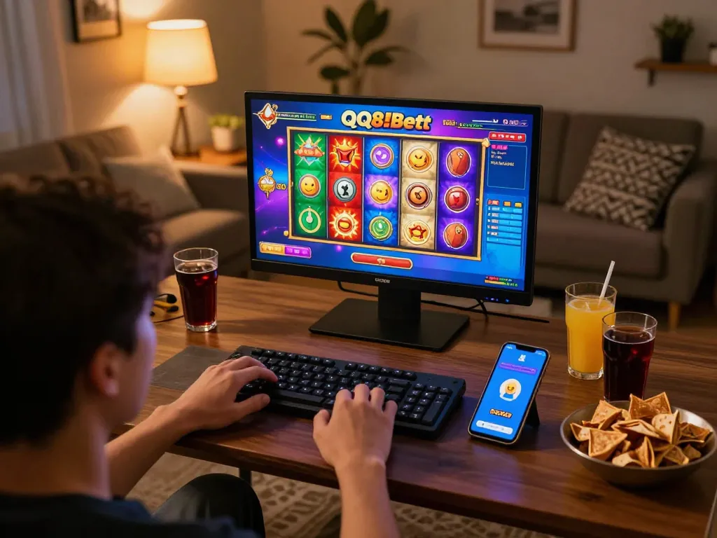 Enjoying a thrilling game session on QQ88bet platform with exciting slot visuals.