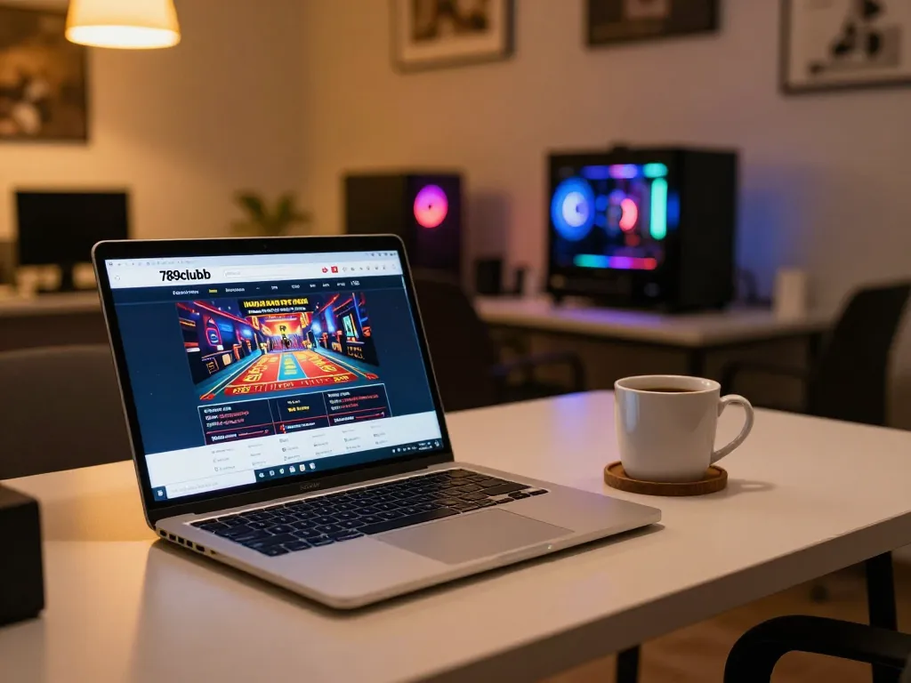 Engaged player exploring 789clubb online casino interface on a modern laptop during a cozy gaming session