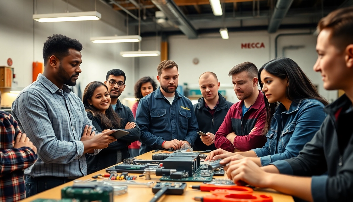 Students engaged in skilled trades training in a professional classroom setting.