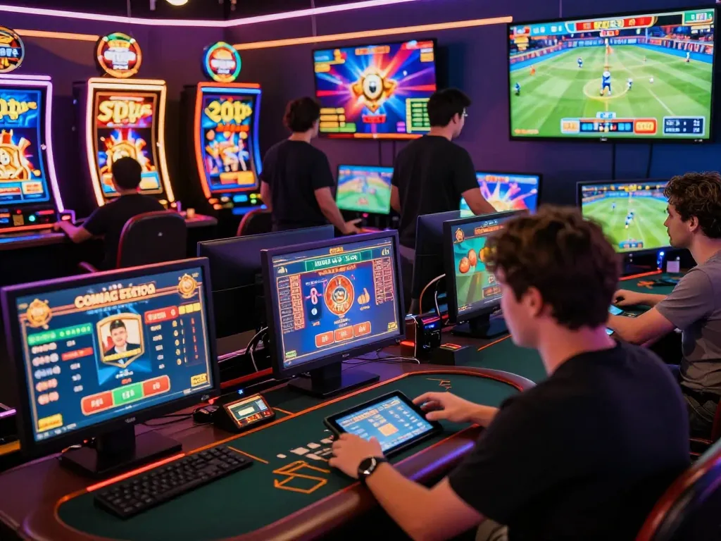 Engaged players enjoying the dynamic CWIN online gaming experience with vibrant visuals and live sports.
