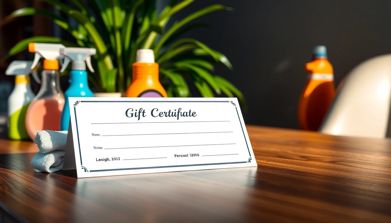 Car detailing gift certificate elegantly displayed on a wooden table with automotive supplies.