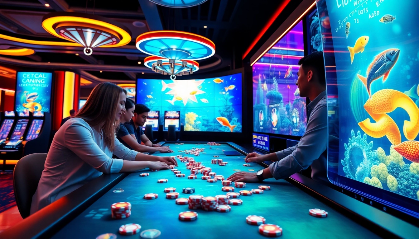 Engaging scene of bắn cá đổi thưởng game showcasing colorful underwater graphics and casino vibes.