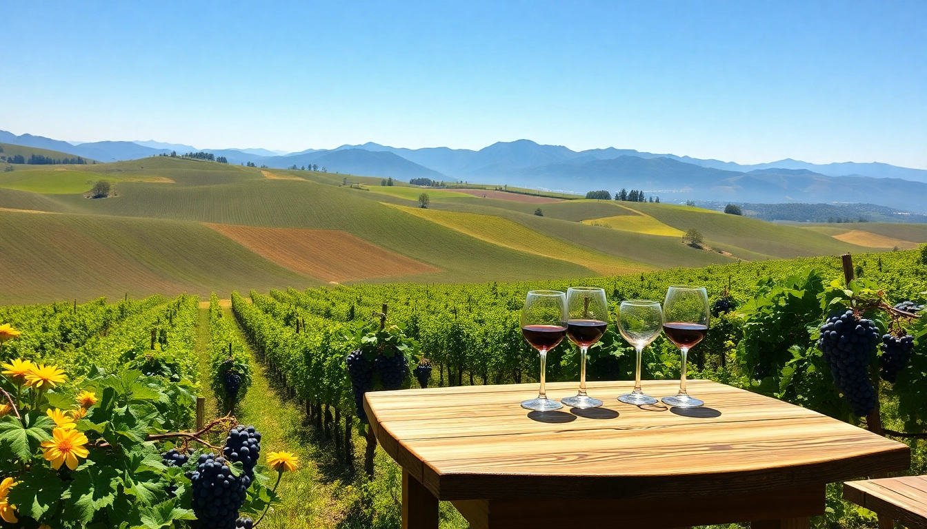 Experience the stunning scenery of northern California wine country with a vibrant vineyard landscape.