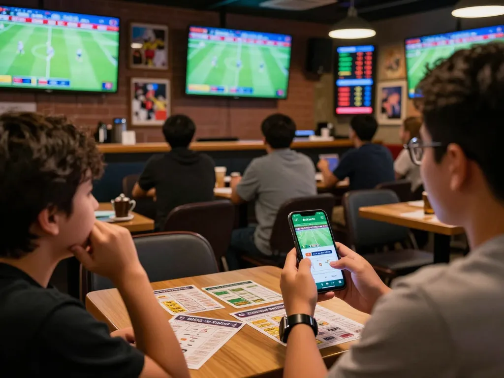 Engaging viewers enjoying bóng đá trực tuyến while placing bets on smartphones during a live football game.