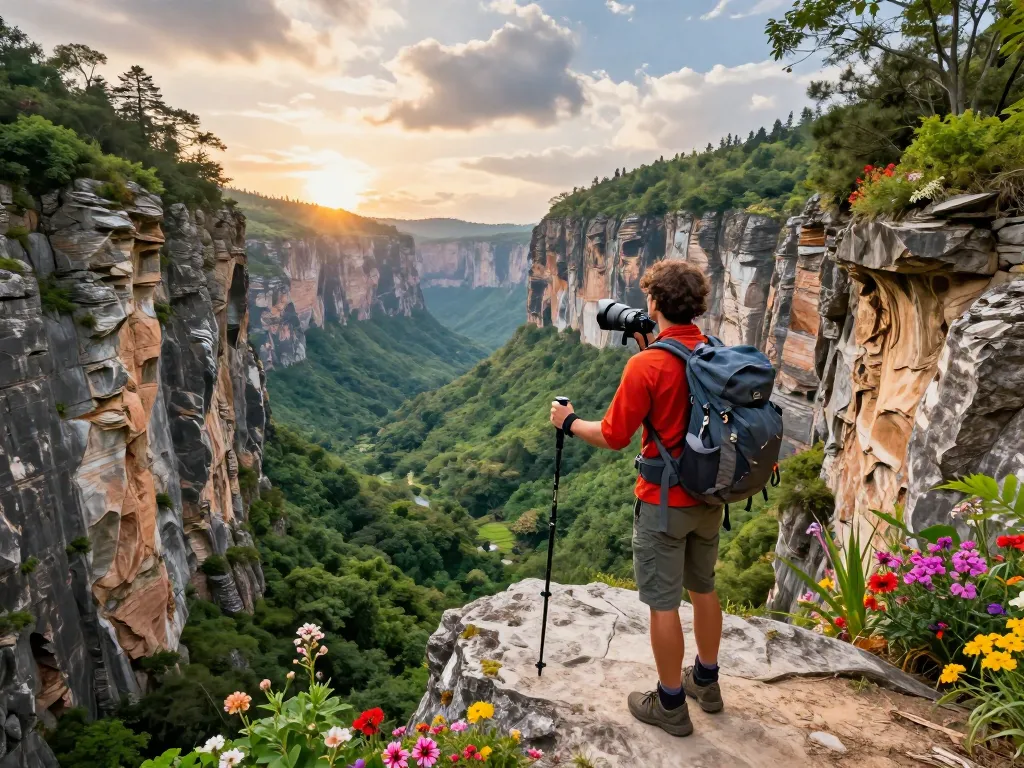 Engaging Taroko Gorge tour experience with a traveler admiring stunning landscapes.