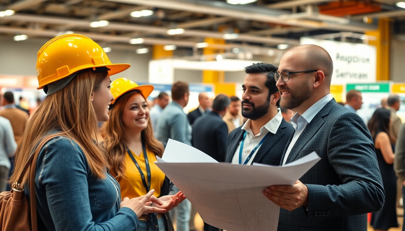 People engaging in construction networking events, sharing ideas and opportunities.