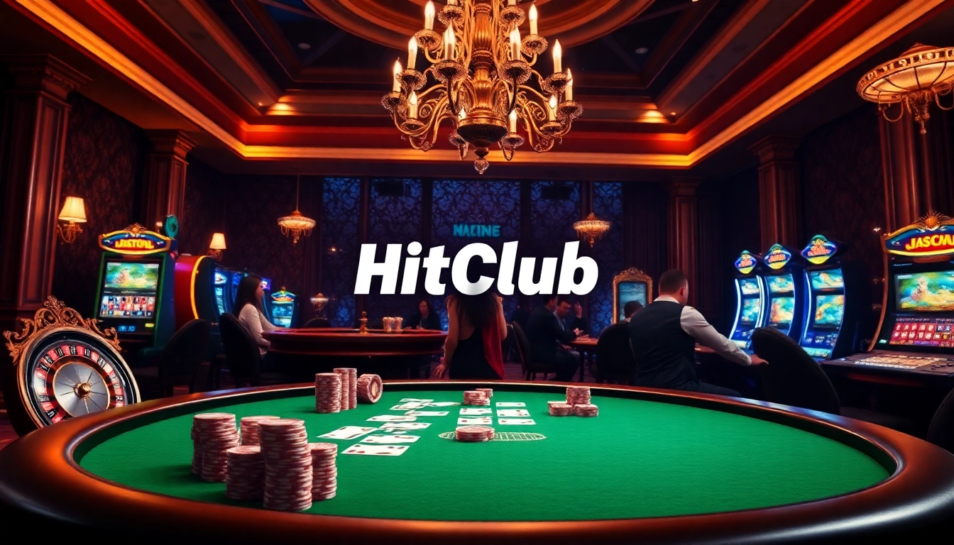 Hitclub poker game scene with colorful chips and vibrant casino elements, showcasing excitement.