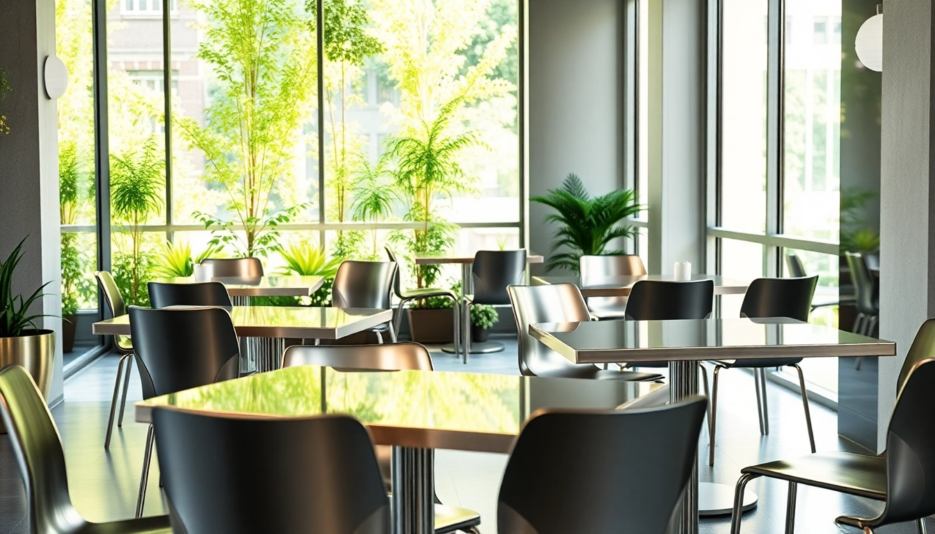 Showcasing stainless steel furniture manufacturer designs in a stylish urban setting