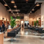 A hair salon in San Diego showcasing professional stylists and relaxing ambiance for clients at Omnia Salon.