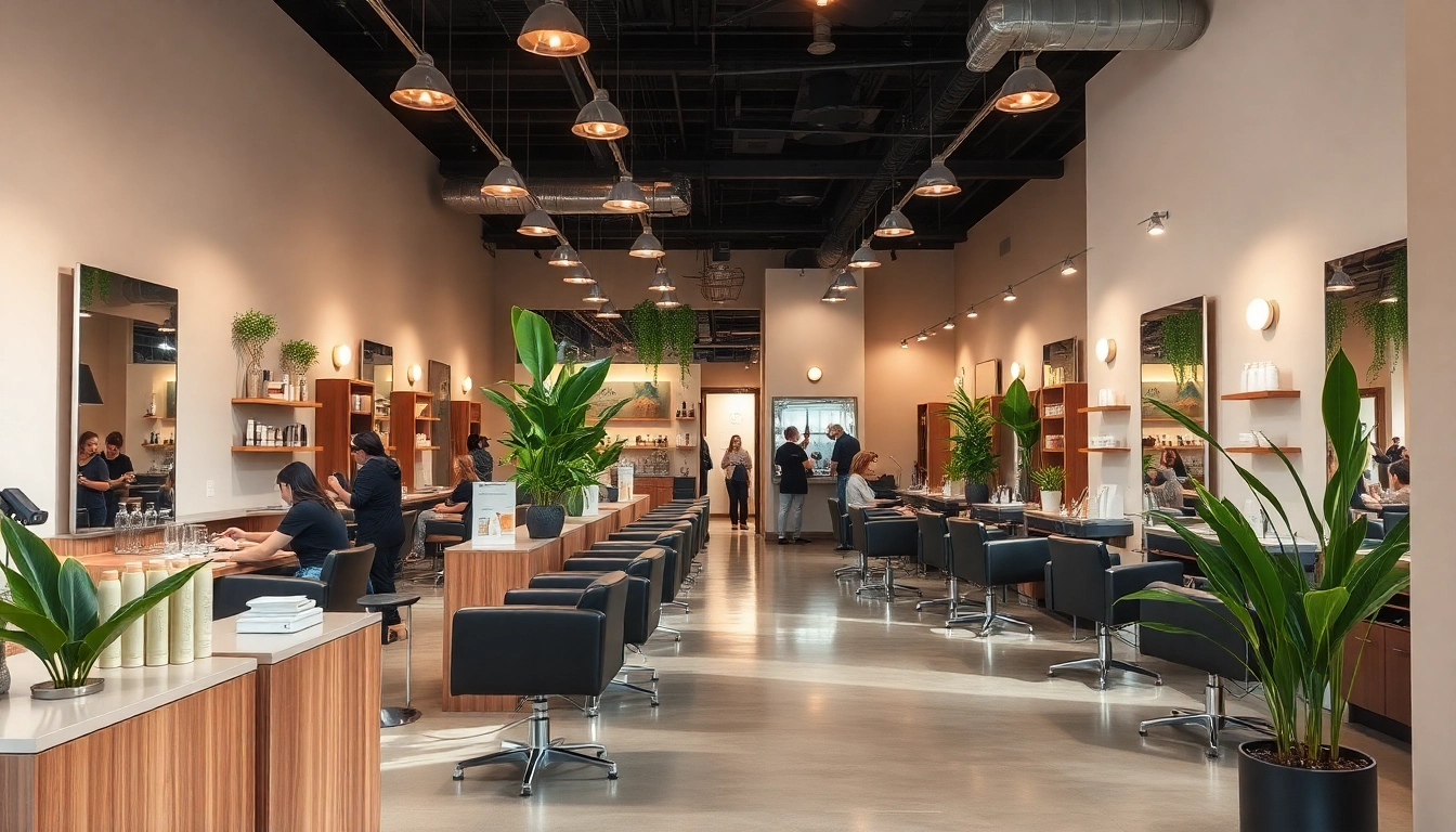 A hair salon in San Diego showcasing professional stylists and relaxing ambiance for clients at Omnia Salon.