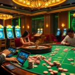 Engaging in ĐĂNG NHẬP HAYWIN at a luxurious casino table filled with vibrant gambling elements.