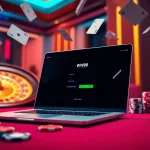 Engaging online gambling scene showcasing Đăng nhập ww88 on a sleek laptop with poker chips and cards.