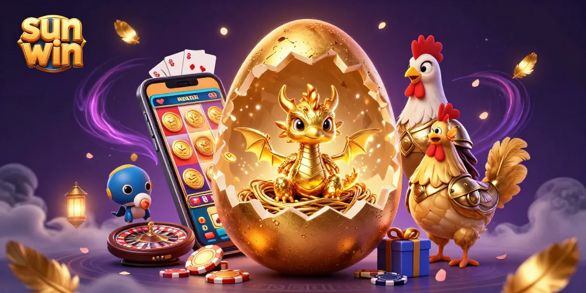 Experience thrilling gameplay with sun win as a golden dragon emerges from a nest of poker chips.
